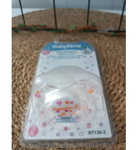 BABY TİME 3 NO (18+) SİLİKON DAMAKLI BEBE EMZİK / şeffaf turuncu baloncuk desen