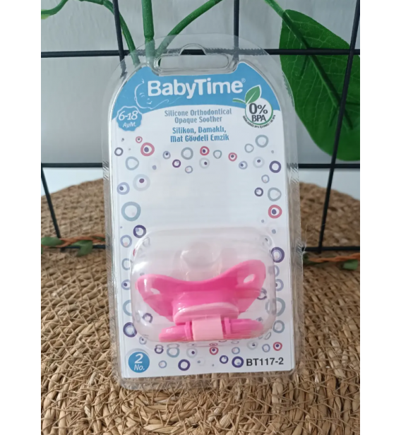 BABY TİME 2 NO (6-18 ay) SİLİKON DAMAKLI BEBE EMZİK / full pembe