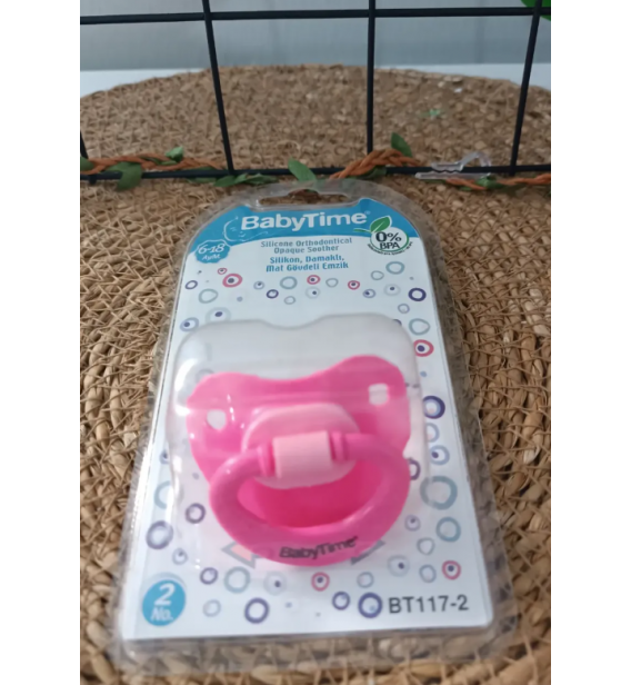 BABY TİME 2 NO (6-18 ay) SİLİKON DAMAKLI BEBE EMZİK / full pembe