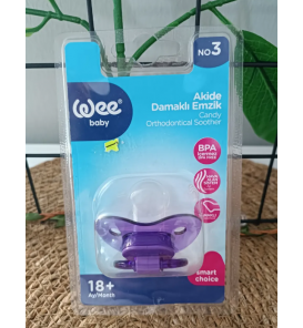 WEE BABY 3 NO (18+) ŞEFFAF DESENLİ DAMAKLI EMZİK / full mor