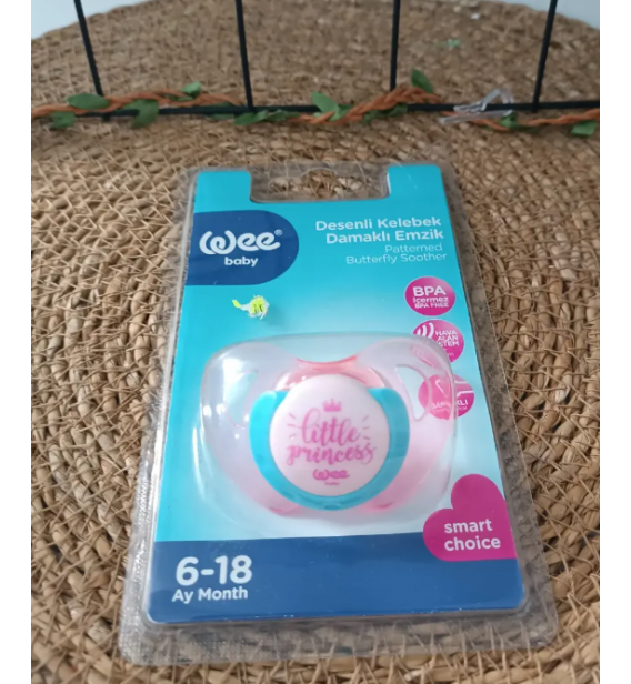 WEE BABY 2 NO (6-18) ŞEFFAF DESENLİ DAMAKLI EMZİK / LİTTLE PRİNCESS PEMBE