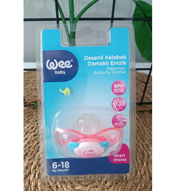WEE BABY 3 NO (18+) ŞEFFAF DESENLİ DAMAKLI EMZİK / LİTTLE PRİNCESS PEMBE