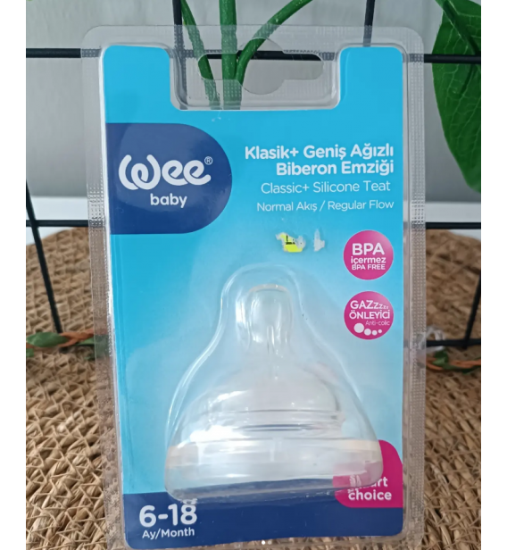 WEE BABY 2 NO (6-18 ay ) KLASİK GENİŞ AĞIZLI BİBERON EMZİĞİ