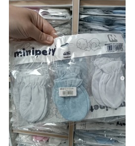MİNİPETTY ÜÇLÜ PENYE BEBE ELDİVEN SET / MAVİ