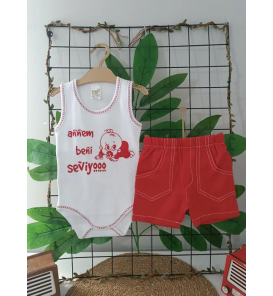 Hakkında daha ayrıntılı0-6 AY ANNEM BENİ SEYİYOR BADİLİ KETEN ŞORT BEBE TAKIM / KIRMIZI