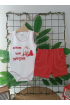 0-6 AY ANNEM BENİ SEYİYOR BADİLİ KETEN ŞORT BEBE TAKIM / KIRMIZI