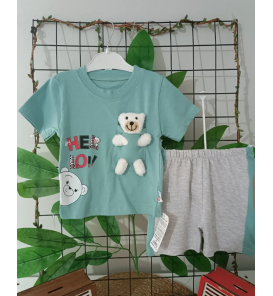 KARACON HELLO OYUNCAK AYILI ŞORTLU PENYE BEBE TAKIM / MİNT YEŞİLİ