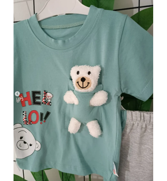 KARACON HELLO OYUNCAK AYILI ŞORTLU PENYE BEBE TAKIM / MİNT YEŞİLİ