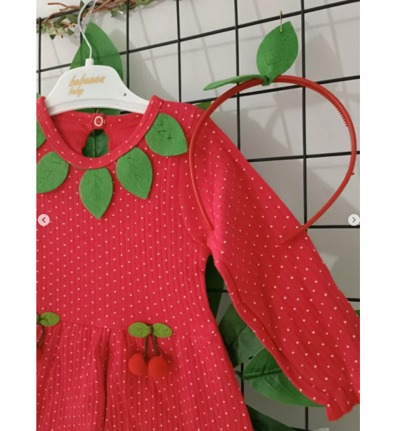BEBEXEN KAMPANYALI PENYE BEBE ELBİSE ÇEŞİTLERİ / PONPONLU KİRAZLI VE TAÇ HEDİYELİ