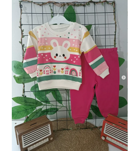 BEBECOCUKREYONU KAMPANYALI TAKIMLAR SERİSİ BEBE TAKIM / PEMBE KALPLİ TAVŞAN