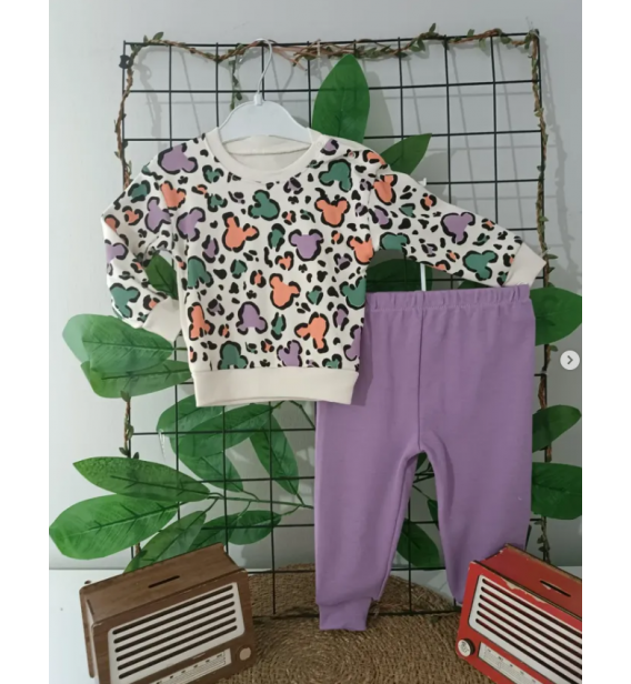 BEBECOCUKREYONU KAMPANYALI TAKIMLAR SERİSİ BEBE TAKIM / MOR LEOPAR DESEN