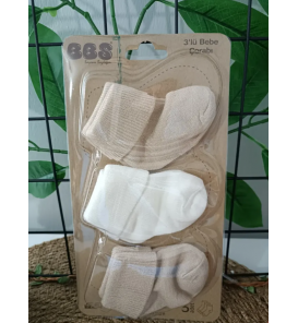 0-6 AY BBS BAMBU ÜÇLÜ PENYE BEBE ÇORAP SET / KAHVE