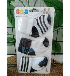0-6 AY BBS TARAFTAR ÜÇLÜ BEBE ÇORAP SET / SİYAH BEYAZ