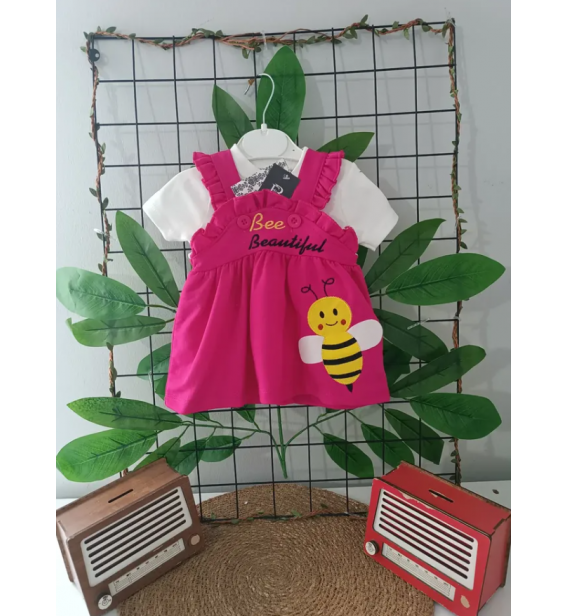 0-6 AY LUXURY ARILI BLUZLU PENYE BEBE ELBİSE / fuşya