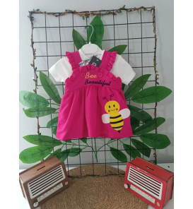 0-6 AY LUXURY ARILI BLUZLU PENYE BEBE ELBİSE / fuşya