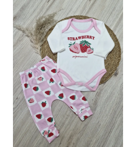 SÜPERMİNİ BADİLİ YUMUŞAK PENYE BEBE TAKIM ÇEŞİTLERİ / ÇİLEK TEMALI