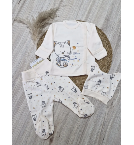0-3 AY BABYCAN ŞAPKALI ELDİVENLİ HAMUR KUMAŞ PENYE ZIBIN TAKIMI ÇEŞİTLERİ / KEDİCİK DESEN