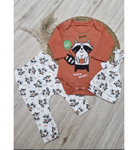POLİFONİ RAKUNLU ŞAPKALI PENYE BADİLİ BEBE TAKIM / KİREMİT