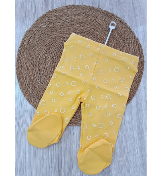 0-3 AY BALONCUK DESEN PATİKLİ PENYE BEBE PANTOLON/SARI
