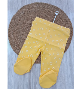 0-3 AY BALONCUK DESEN PATİKLİ PENYE BEBE PANTOLON/SARI