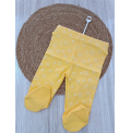 0-3 AY BALONCUK DESEN PATİKLİ PENYE BEBE PANTOLON/SARI