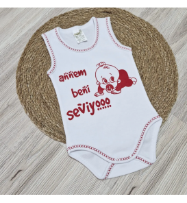 0-6 AY /ANNEM BENİ SEVİYOR ASKILI PENYE BADİ/KIRMIZI