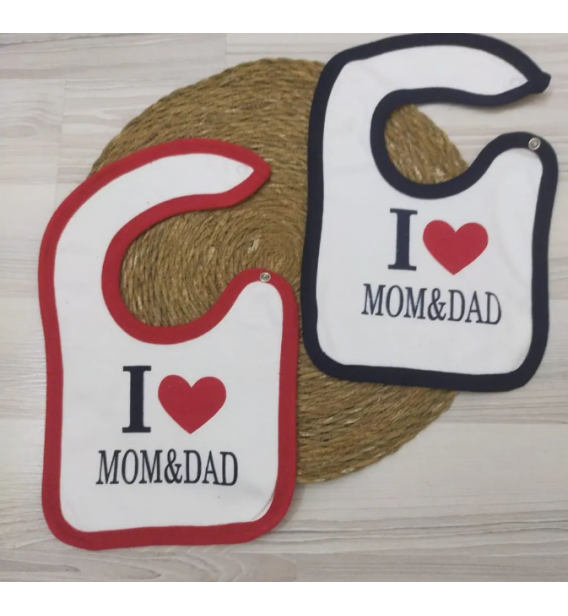 Mom.dad çıtçıtlı çift katlı penye bebe önlük