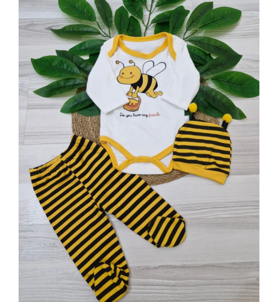 KAMPANYALI MİNİBİRD BADİLİ ŞAPKALI ÜÇLÜ PENYE TAKIM ÇEŞİTLERİ/ARI DESEN