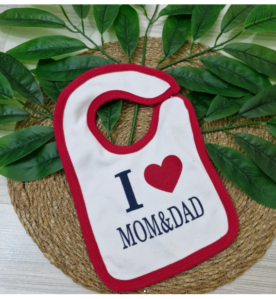 Mom.dad çıtçıtlı çift katlı penye bebe önlük