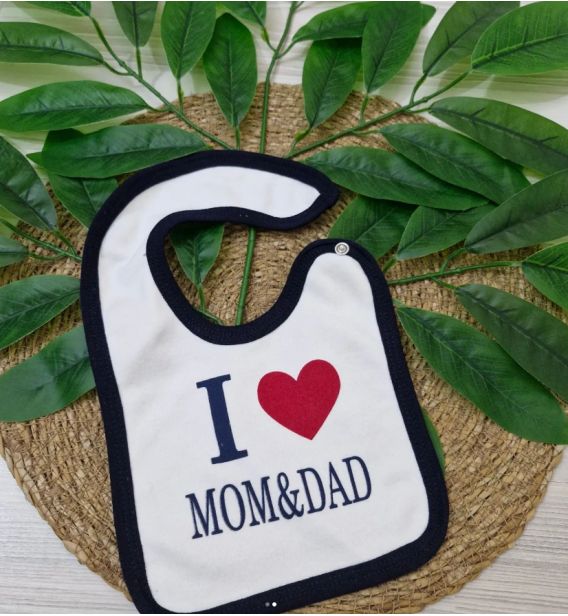 Mom.dad çıtçıtlı çift katlı penye bebe önlük